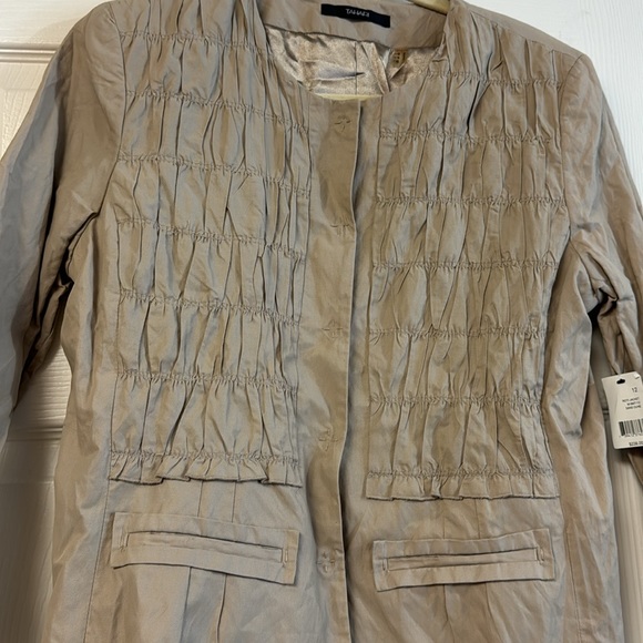 NWT Tahari tan cream light weight women’s blazer roti jacket work formal 12 - Picture 3 of 9